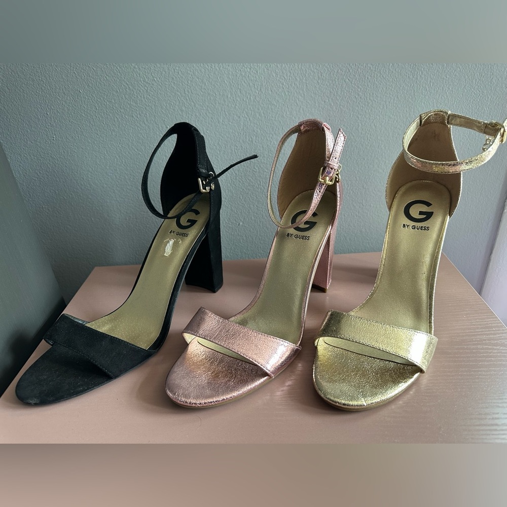 3 pairs of GUESS open toe heels